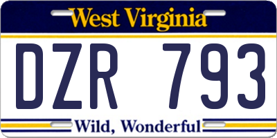 WV license plate DZR793