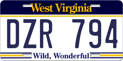 WV license plate DZR794