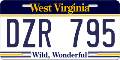 WV license plate DZR795
