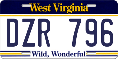 WV license plate DZR796