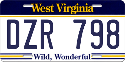 WV license plate DZR798