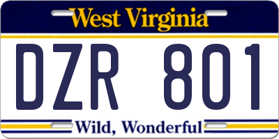 WV license plate DZR801