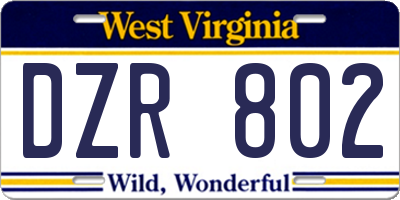 WV license plate DZR802
