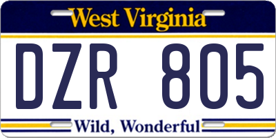 WV license plate DZR805