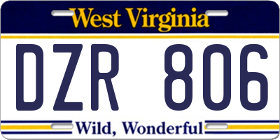 WV license plate DZR806