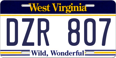 WV license plate DZR807
