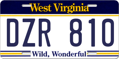 WV license plate DZR810