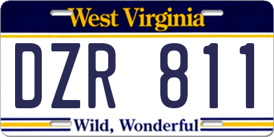 WV license plate DZR811