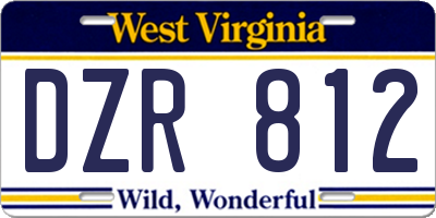 WV license plate DZR812