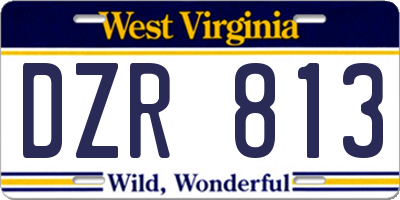 WV license plate DZR813