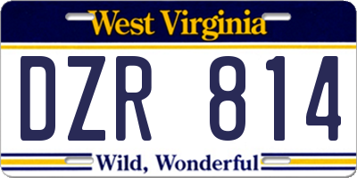 WV license plate DZR814