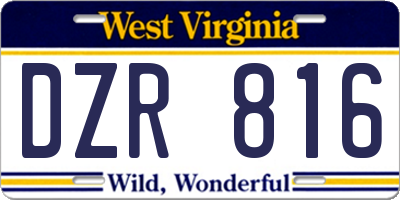 WV license plate DZR816