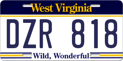 WV license plate DZR818