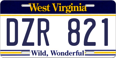 WV license plate DZR821