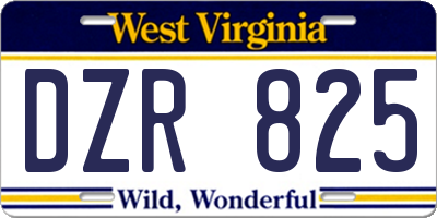 WV license plate DZR825