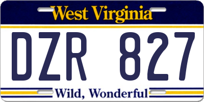 WV license plate DZR827