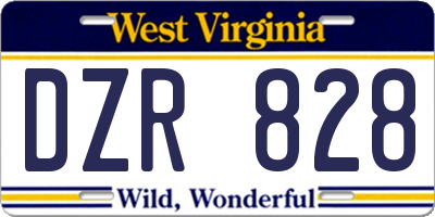 WV license plate DZR828