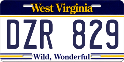 WV license plate DZR829