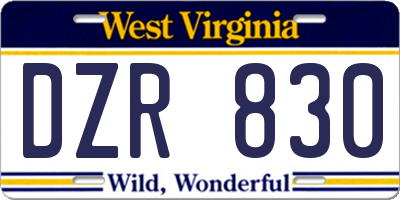 WV license plate DZR830