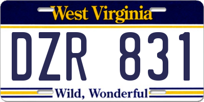 WV license plate DZR831