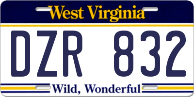 WV license plate DZR832