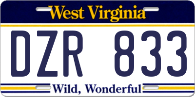 WV license plate DZR833