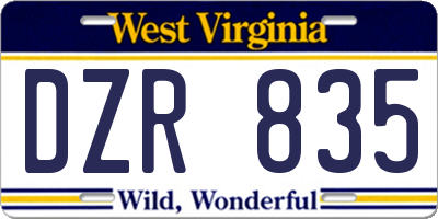 WV license plate DZR835