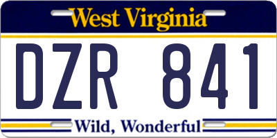 WV license plate DZR841