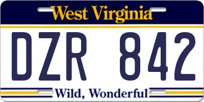 WV license plate DZR842