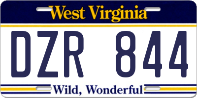 WV license plate DZR844