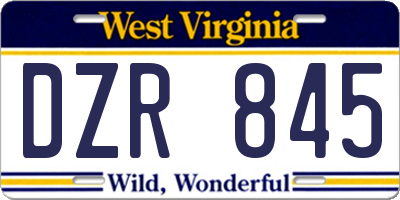 WV license plate DZR845
