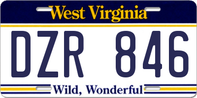 WV license plate DZR846