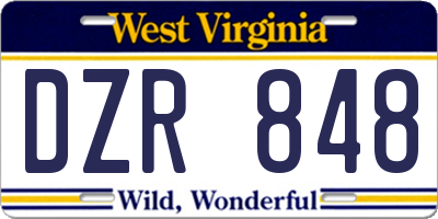 WV license plate DZR848
