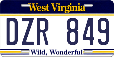 WV license plate DZR849