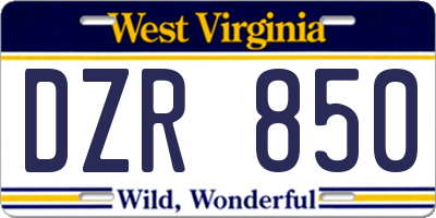 WV license plate DZR850