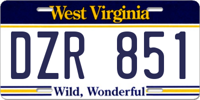 WV license plate DZR851