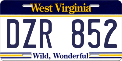 WV license plate DZR852