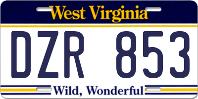 WV license plate DZR853