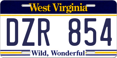 WV license plate DZR854