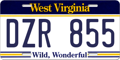 WV license plate DZR855