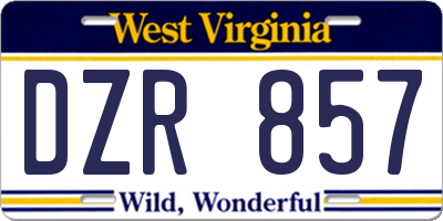 WV license plate DZR857