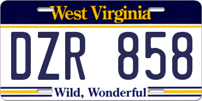 WV license plate DZR858