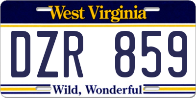 WV license plate DZR859