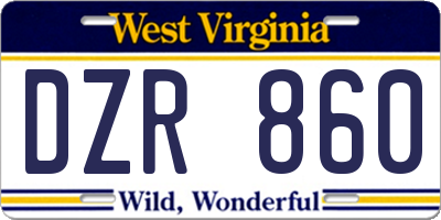 WV license plate DZR860