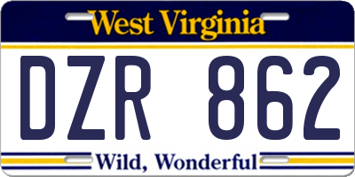 WV license plate DZR862