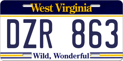 WV license plate DZR863