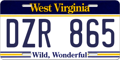 WV license plate DZR865