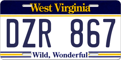 WV license plate DZR867