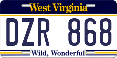 WV license plate DZR868