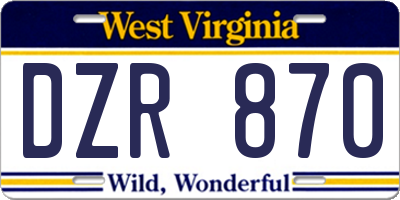 WV license plate DZR870